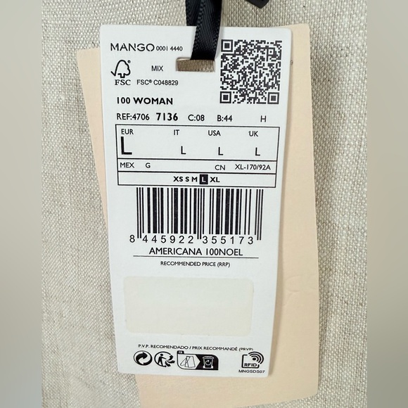 MANGO MNG Women’s Linen Oversized Boyfriend Blazer Office Preppy Academia NWT - Picture 9 of 12